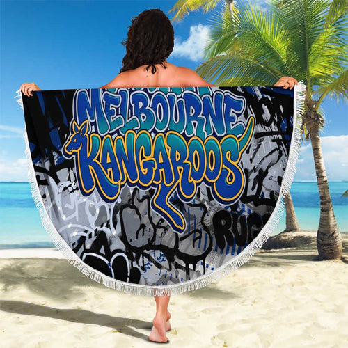 North Melbourne Kangaroos Beach Blanket Urban Graffiti Street Art - Bold Abstract Spray Paint