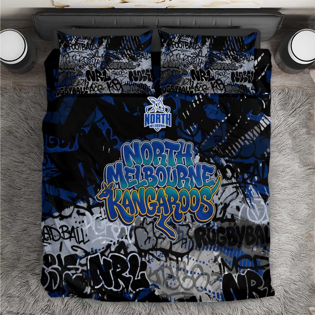 North Melbourne Kangaroos Bedding Set Urban Graffiti Street Art - Bold Abstract Spray Paint