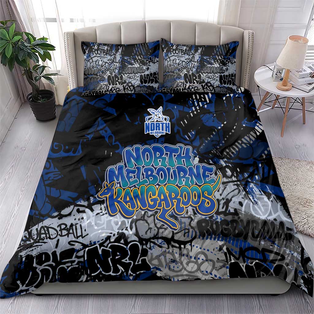 North Melbourne Kangaroos Bedding Set Urban Graffiti Street Art - Bold Abstract Spray Paint