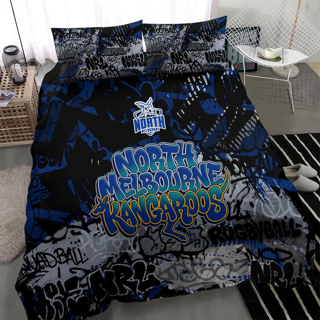 North Melbourne Kangaroos Bedding Set Urban Graffiti Street Art - Bold Abstract Spray Paint