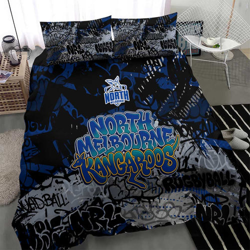 North Melbourne Kangaroos Bedding Set Urban Graffiti Street Art - Bold Abstract Spray Paint