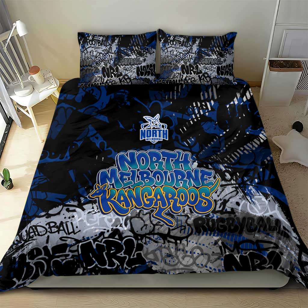 North Melbourne Kangaroos Bedding Set Urban Graffiti Street Art - Bold Abstract Spray Paint