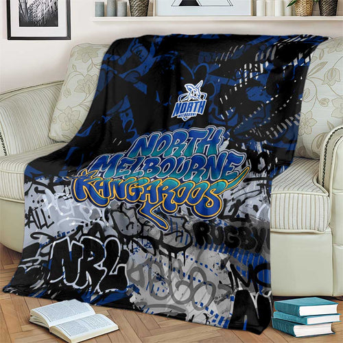 North Melbourne Kangaroos Blanket Urban Graffiti Street Art - Bold Abstract Spray Paint