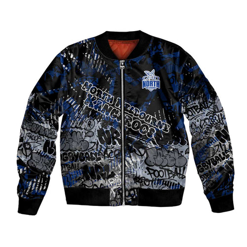 North Melbourne Kangaroos Bomber Jacket Urban Graffiti Street Art - Bold Abstract Spray Paint