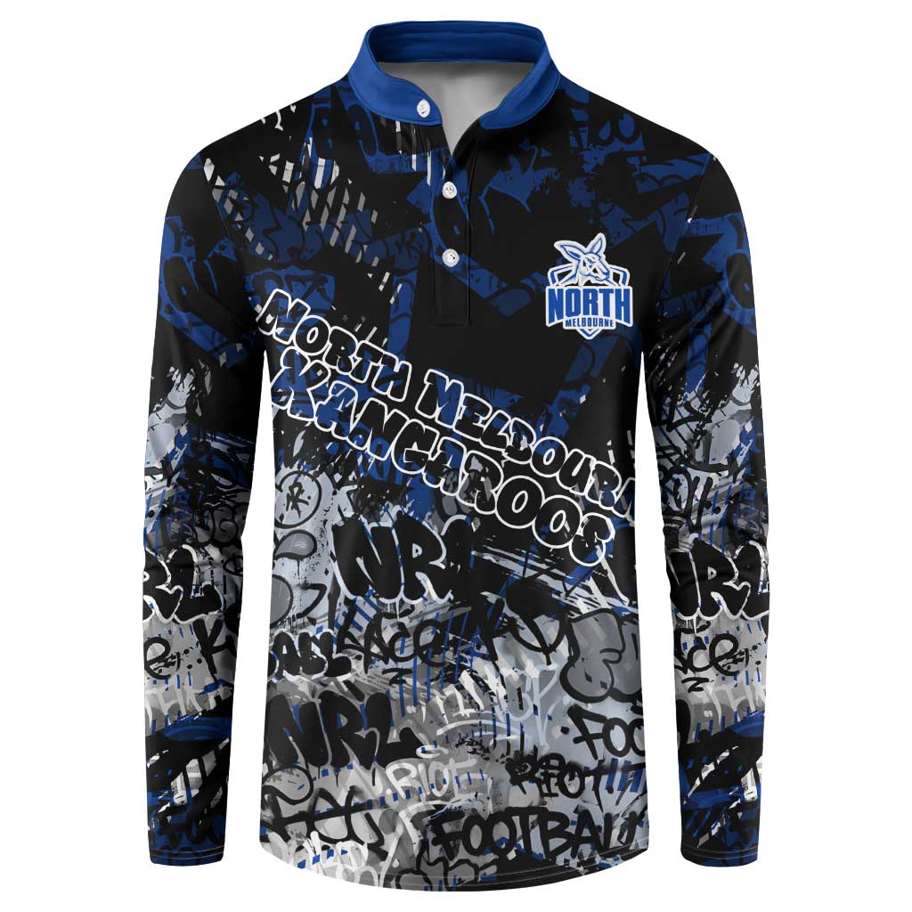 North Melbourne Kangaroos Button Sweatshirt Urban Graffiti Street Art - Bold Abstract Spray Paint