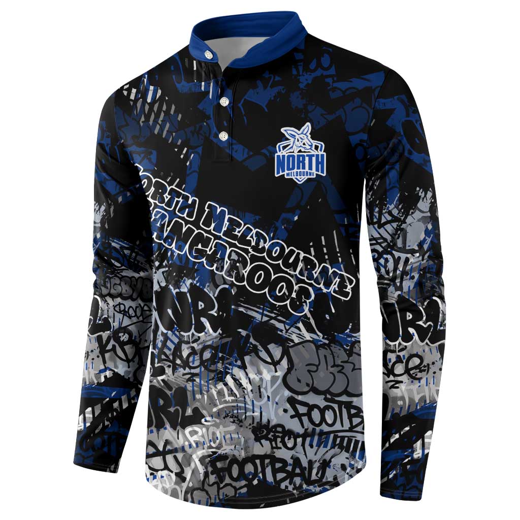 North Melbourne Kangaroos Button Sweatshirt Urban Graffiti Street Art - Bold Abstract Spray Paint
