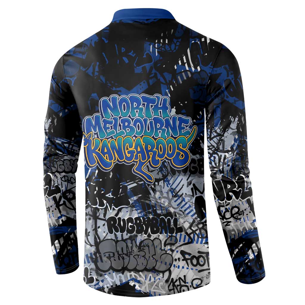 North Melbourne Kangaroos Button Sweatshirt Urban Graffiti Street Art - Bold Abstract Spray Paint