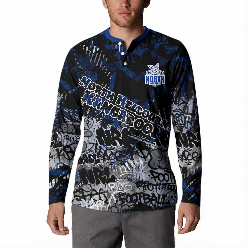 North Melbourne Kangaroos Button Sweatshirt Urban Graffiti Street Art - Bold Abstract Spray Paint