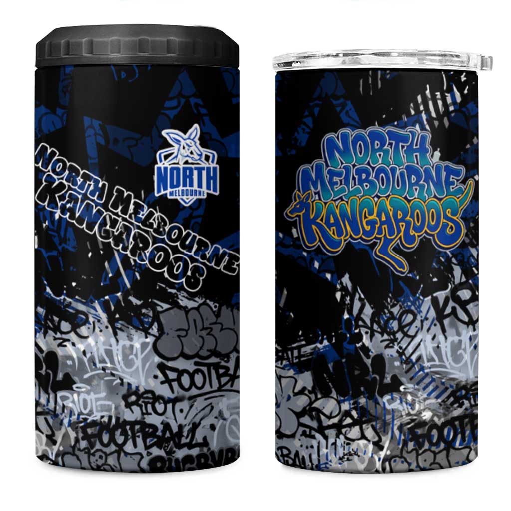 North Melbourne Kangaroos 4 in 1 Can Cooler Tumbler Urban Graffiti Street Art - Bold Abstract Spray Paint