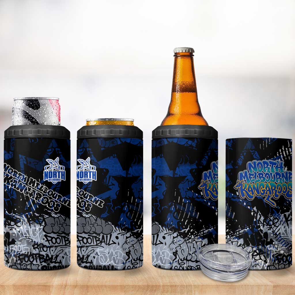 North Melbourne Kangaroos 4 in 1 Can Cooler Tumbler Urban Graffiti Street Art - Bold Abstract Spray Paint