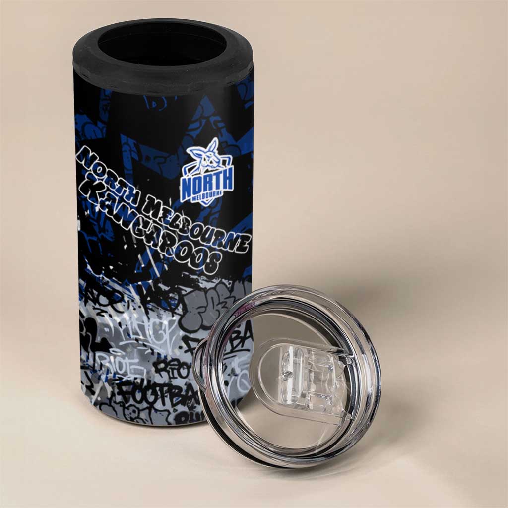 North Melbourne Kangaroos 4 in 1 Can Cooler Tumbler Urban Graffiti Street Art - Bold Abstract Spray Paint