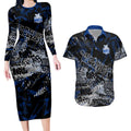 North Melbourne Kangaroos Couples Matching Long Sleeve Bodycon Dress and Hawaiian Shirt Urban Graffiti Street Art - Bold Abstract Spray Paint