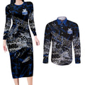 North Melbourne Kangaroos Couples Matching Long Sleeve Bodycon Dress and Long Sleeve Button Shirt Urban Graffiti Street Art - Bold Abstract Spray Paint