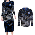 North Melbourne Kangaroos Couples Matching Long Sleeve Bodycon Dress and Long Sleeve Button Shirt Urban Graffiti Street Art - Bold Abstract Spray Paint