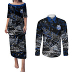 North Melbourne Kangaroos Couples Matching Puletasi and Long Sleeve Button Shirt Urban Graffiti Street Art - Bold Abstract Spray Paint
