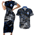 North Melbourne Kangaroos Couples Matching Short Sleeve Bodycon Dress and Hawaiian Shirt Urban Graffiti Street Art - Bold Abstract Spray Paint