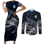 North Melbourne Kangaroos Couples Matching Short Sleeve Bodycon Dress and Long Sleeve Button Shirt Urban Graffiti Street Art - Bold Abstract Spray Paint