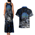 North Melbourne Kangaroos Couples Matching Tank Maxi Dress and Hawaiian Shirt Urban Graffiti Street Art - Bold Abstract Spray Paint