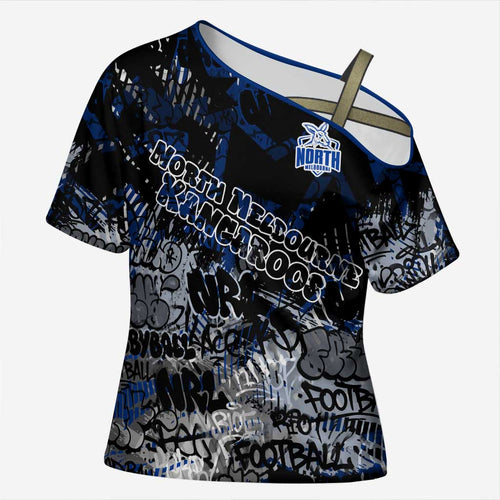 North Melbourne Kangaroos Cross Shoulder Shirt Urban Graffiti Street Art - Bold Abstract Spray Paint