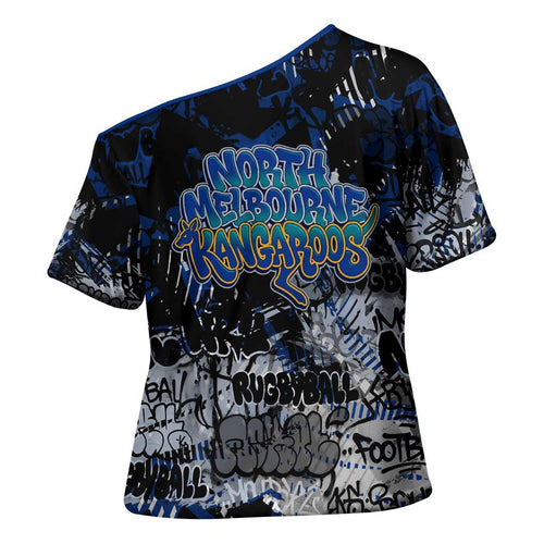 North Melbourne Kangaroos Cross Shoulder Shirt Urban Graffiti Street Art - Bold Abstract Spray Paint