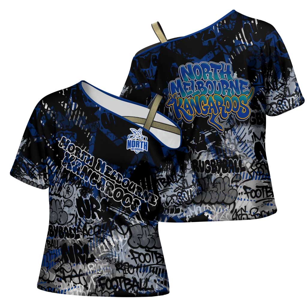 North Melbourne Kangaroos Cross Shoulder Shirt Urban Graffiti Street Art - Bold Abstract Spray Paint