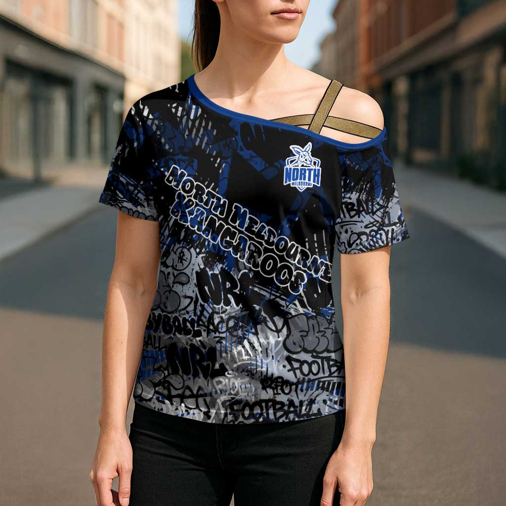 North Melbourne Kangaroos Cross Shoulder Shirt Urban Graffiti Street Art - Bold Abstract Spray Paint