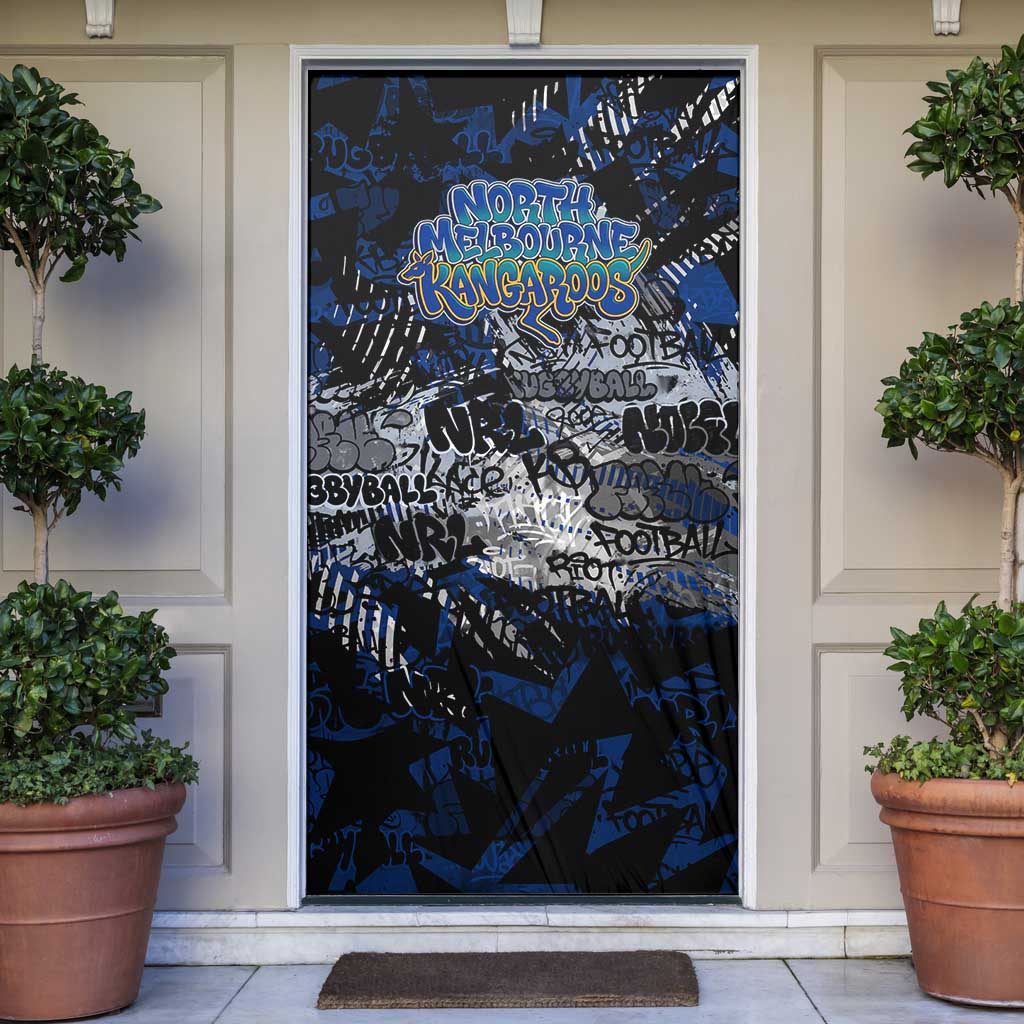 North Melbourne Kangaroos Door Cover Urban Graffiti Street Art - Bold Abstract Spray Paint