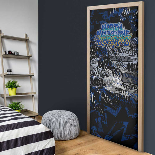 North Melbourne Kangaroos Door Cover Urban Graffiti Street Art - Bold Abstract Spray Paint
