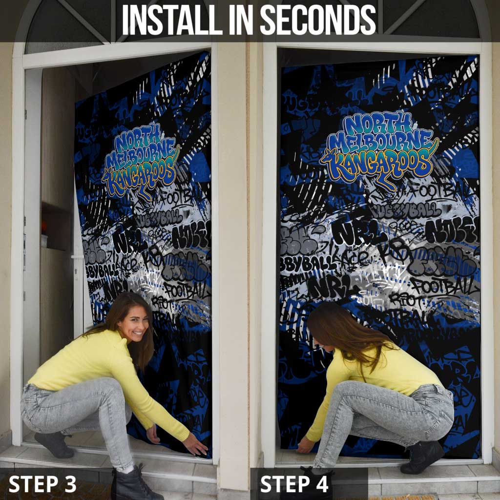 North Melbourne Kangaroos Door Cover Urban Graffiti Street Art - Bold Abstract Spray Paint