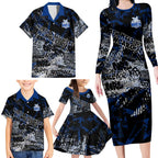 North Melbourne Kangaroos Family Matching Long Sleeve Bodycon Dress and Hawaiian Shirt Urban Graffiti Street Art - Bold Abstract Spray Paint