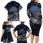 North Melbourne Kangaroos Family Matching Long Sleeve Bodycon Dress and Hawaiian Shirt Urban Graffiti Street Art - Bold Abstract Spray Paint