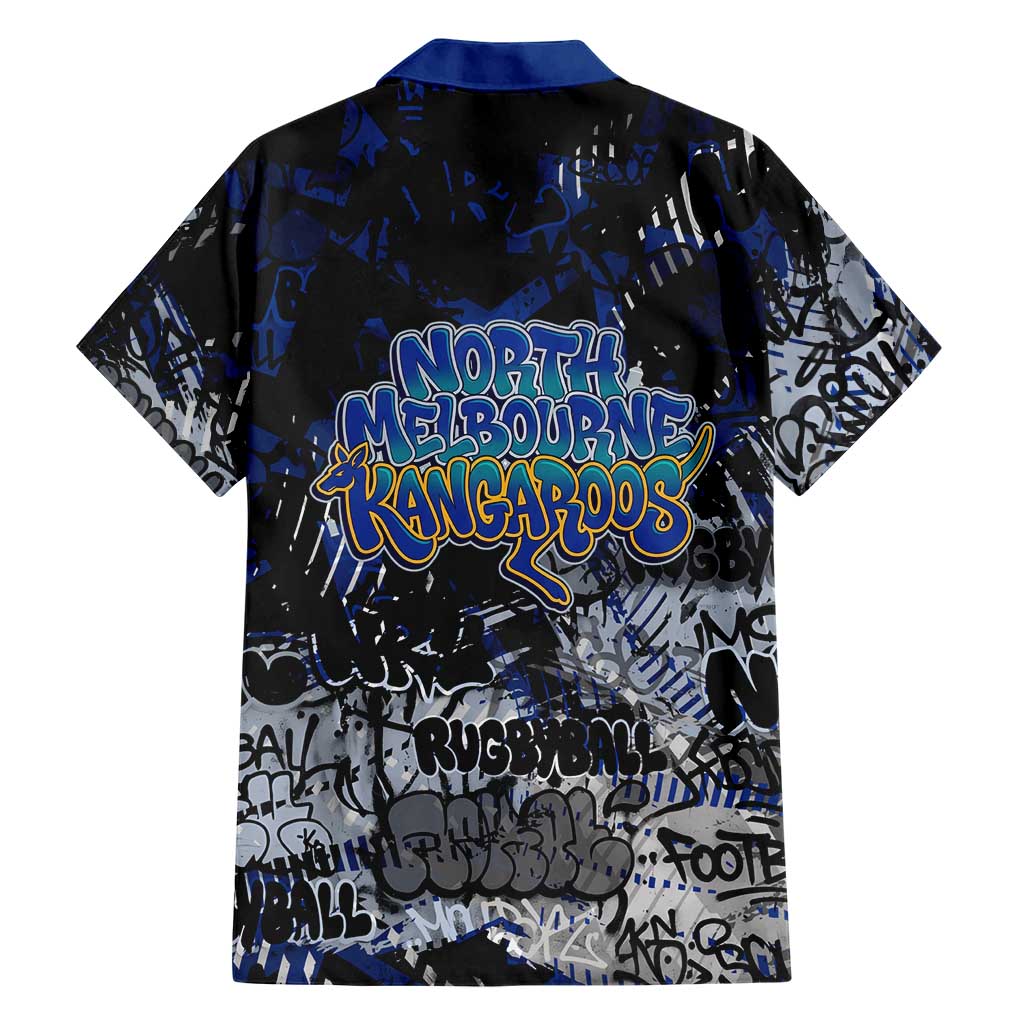 North Melbourne Kangaroos Family Matching Long Sleeve Bodycon Dress and Hawaiian Shirt Urban Graffiti Street Art - Bold Abstract Spray Paint