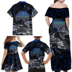North Melbourne Kangaroos Family Matching Off Shoulder Maxi Dress and Hawaiian Shirt Urban Graffiti Street Art - Bold Abstract Spray Paint