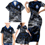 North Melbourne Kangaroos Family Matching Short Sleeve Bodycon Dress and Hawaiian Shirt Urban Graffiti Street Art - Bold Abstract Spray Paint