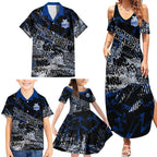 North Melbourne Kangaroos Family Matching Summer Maxi Dress and Hawaiian Shirt Urban Graffiti Street Art - Bold Abstract Spray Paint