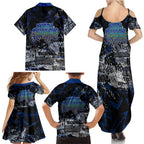 North Melbourne Kangaroos Family Matching Summer Maxi Dress and Hawaiian Shirt Urban Graffiti Street Art - Bold Abstract Spray Paint