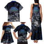 North Melbourne Kangaroos Family Matching Tank Maxi Dress and Hawaiian Shirt Urban Graffiti Street Art - Bold Abstract Spray Paint