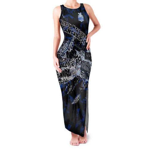 North Melbourne Kangaroos Family Matching Tank Maxi Dress and Hawaiian Shirt Urban Graffiti Street Art - Bold Abstract Spray Paint