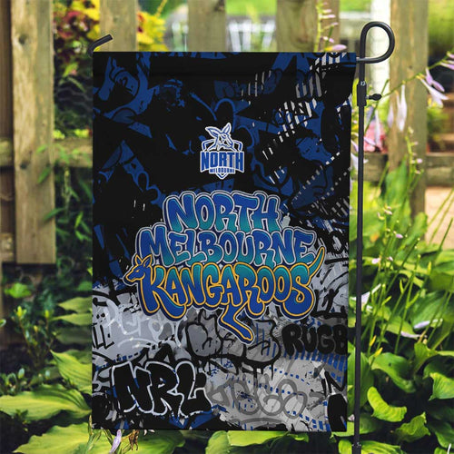 North Melbourne Kangaroos Garden Flag Urban Graffiti Street Art - Bold Abstract Spray Paint