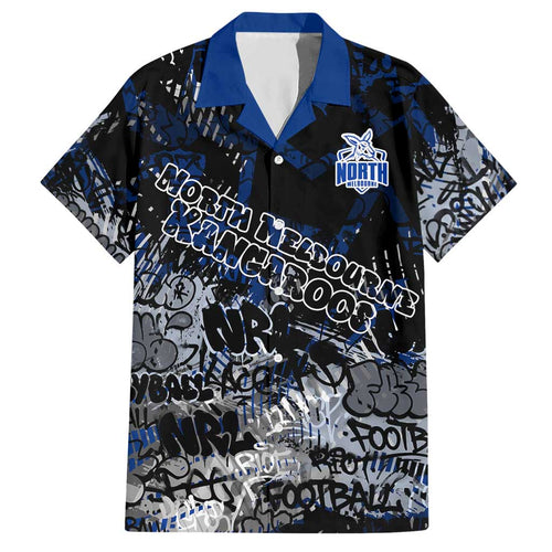 North Melbourne Kangaroos Hawaiian Shirt Urban Graffiti Street Art - Bold Abstract Spray Paint