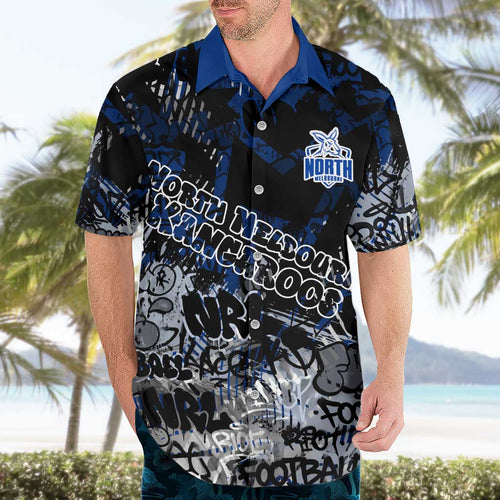 North Melbourne Kangaroos Hawaiian Shirt Urban Graffiti Street Art - Bold Abstract Spray Paint