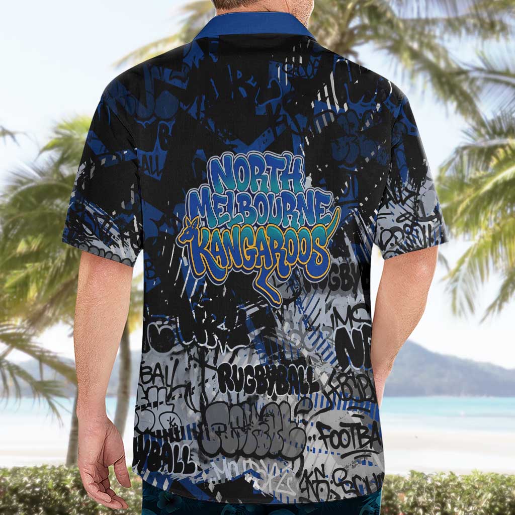 North Melbourne Kangaroos Hawaiian Shirt Urban Graffiti Street Art - Bold Abstract Spray Paint