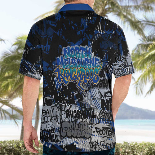 North Melbourne Kangaroos Hawaiian Shirt Urban Graffiti Street Art - Bold Abstract Spray Paint