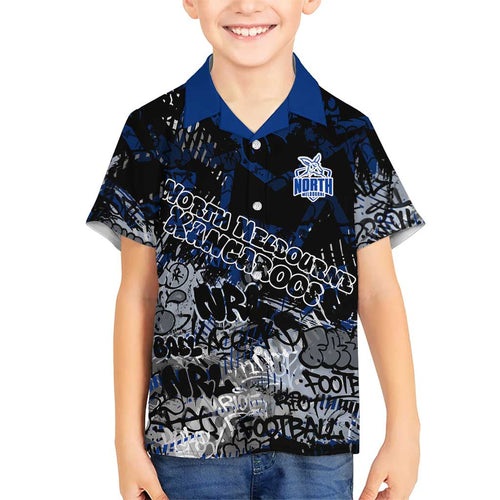 North Melbourne Kangaroos Hawaiian Shirt Urban Graffiti Street Art - Bold Abstract Spray Paint