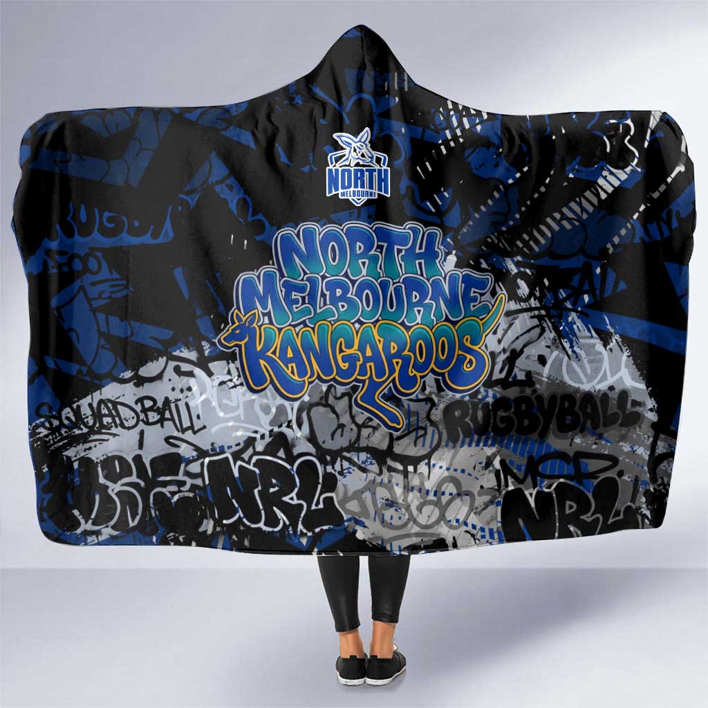North Melbourne Kangaroos Hooded Blanket Urban Graffiti Street Art - Bold Abstract Spray Paint