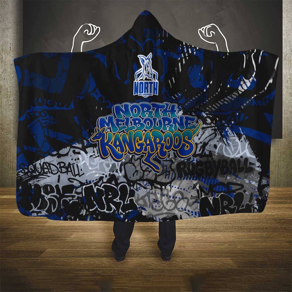 North Melbourne Kangaroos Hooded Blanket Urban Graffiti Street Art - Bold Abstract Spray Paint