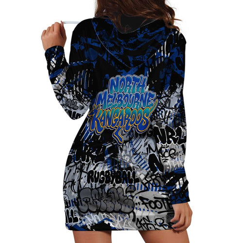North Melbourne Kangaroos Hoodie Dress Urban Graffiti Street Art - Bold Abstract Spray Paint
