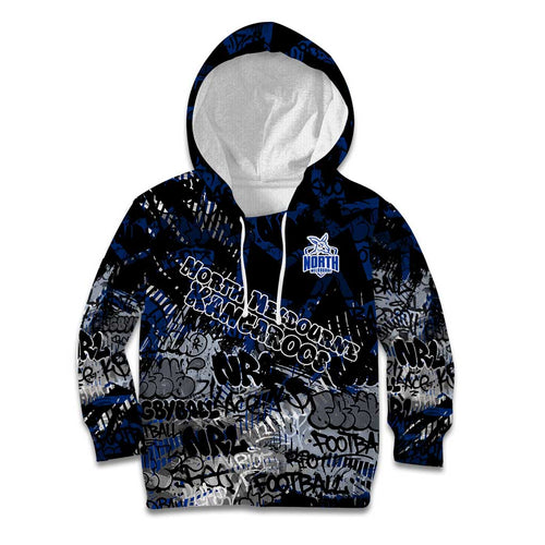 North Melbourne Kangaroos Kid Hoodie Urban Graffiti Street Art - Bold Abstract Spray Paint