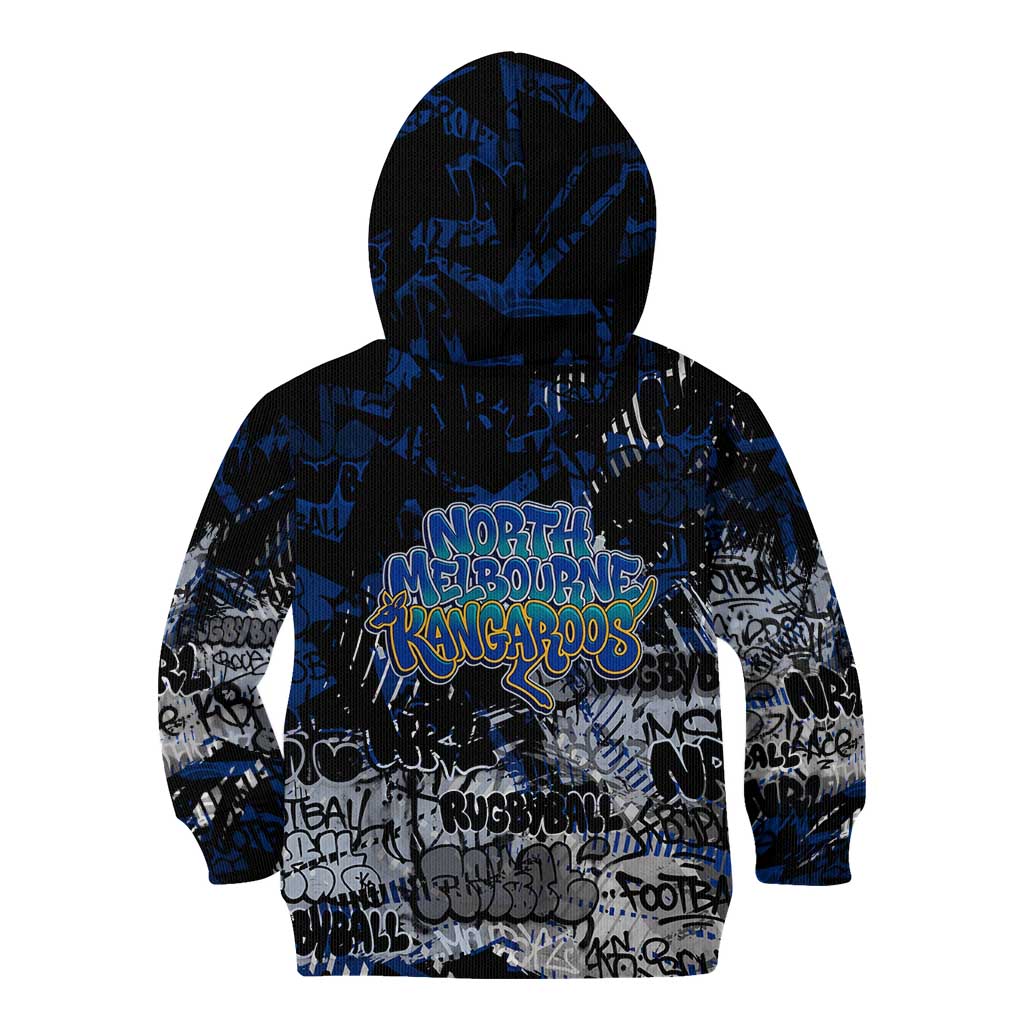 North Melbourne Kangaroos Kid Hoodie Urban Graffiti Street Art - Bold Abstract Spray Paint
