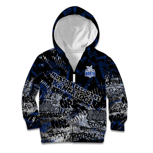 North Melbourne Kangaroos Kid Hoodie Urban Graffiti Street Art - Bold Abstract Spray Paint